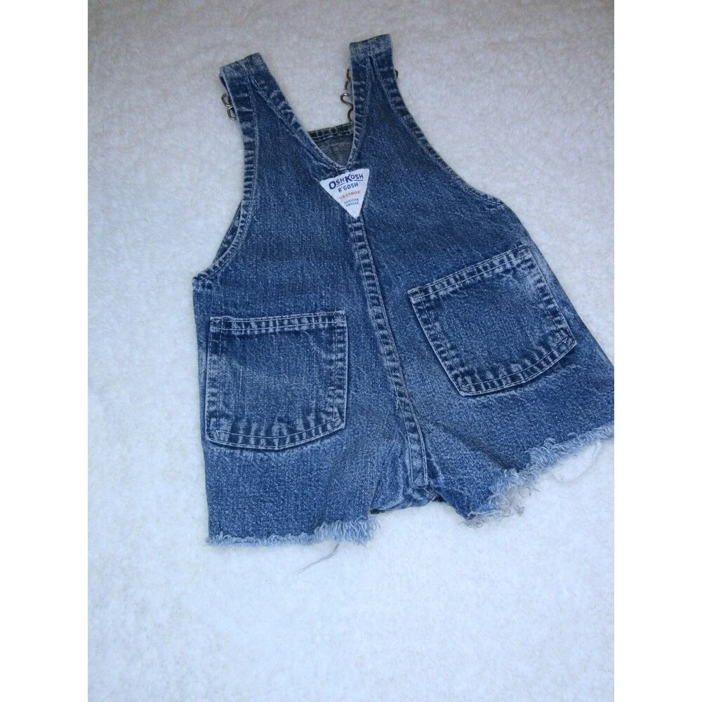 Vintage OshKosh B'Gosh Overalls Vestbak Genuine Shorts Denim Baby 3-6M USA
